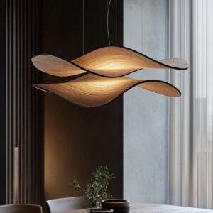 Modern Wooden Wave Pendant Light – Artistic Dining Room Chandelier