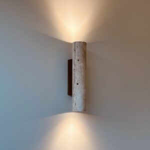 Modern Travertine Wall Sconce – Up & Down Natural Stone Lighting Fixture